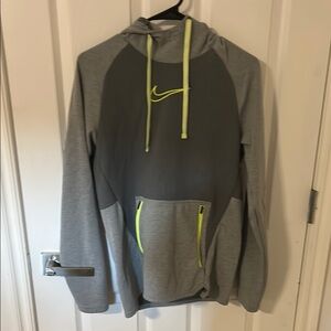 Nike Two-Tone Gray Hoodie with Neon Accents